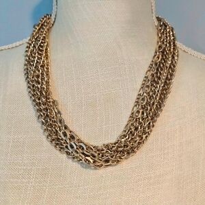 Vintage Gold Layered Statement Necklace